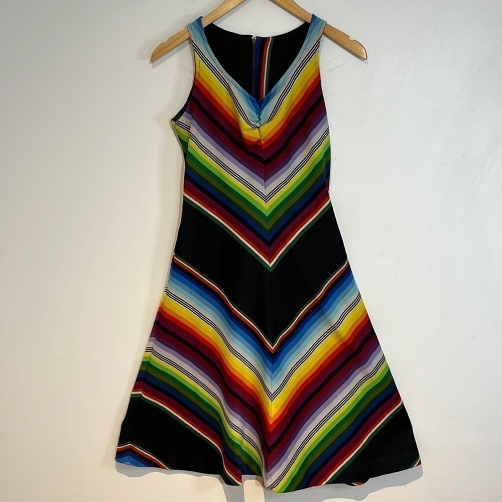 Vintage colourful, chevron style sleeveless dress, size small